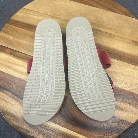 Mephisto Helen Flower Leather Air Relax Slide Sandals Red Women's 37/7 - Picture 9 of 10